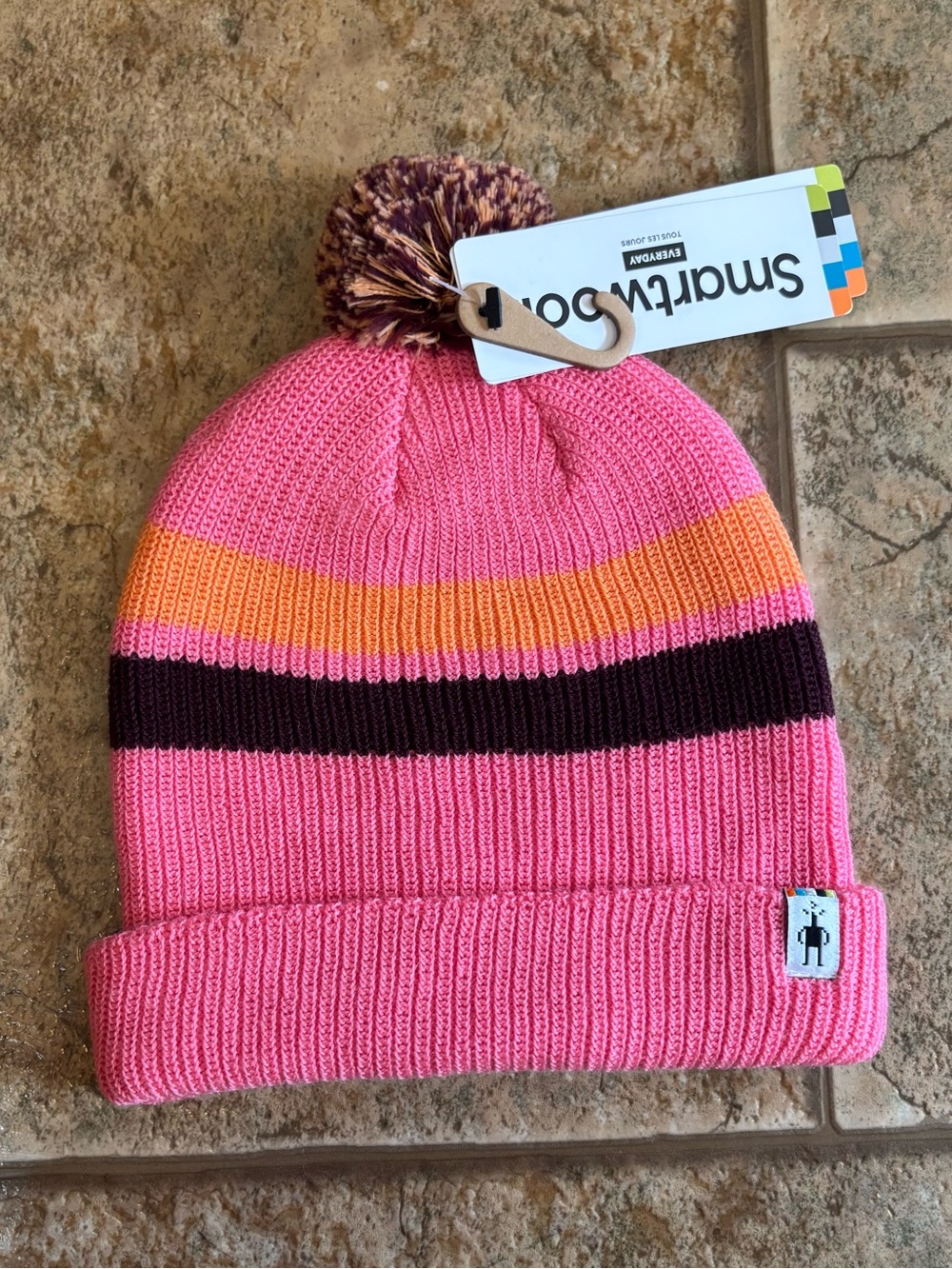 NWT kids Smartwool Kids Stripe Pom Beanie sz L/XL